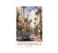 BGFER Santa Monica Pier Travel Poster 1 Canvas Poster Bedroom Decor Landscape Office Room Decor Gift 24x36inch(60x90cm)