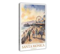 BGFER Santa Monica Pier Travel Poster Canvas Poster Wall Art Decor Print Picture Paintings for Living Room Bedroom Decoration 20x30inch(50x75cm)