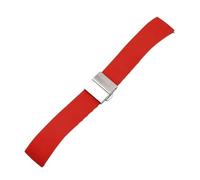 BGFFDSZ 16mm 18mm 20mm 22mm 24mm Soft Silicone Quick Release Watchband Butterfly Buckle Bracelet Band Strap Accessories(Red-silver,20mm)