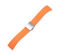 BGFFDSZ 16mm 18mm 20mm 22mm 24mm Soft Silicone Quick Release Watchband Butterfly Buckle Bracelet Band Strap Accessories(Orange-silver,18mm)