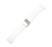 BGFFDSZ 16mm 18mm 20mm 22mm 24mm Soft Silicone Quick Release Watchband Butterfly Buckle Bracelet Band Strap Accessories(White-silver,20mm)