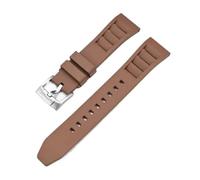 BGFFDSZ 19/20/21/22/24mm FKM Strap Compatible With Tissot Seiko Casio Quick Release Fluoro Rubber Watch Band Bracelet Compatible With Swatch X Omega MoonSwatch(Brown-silver,20mm)