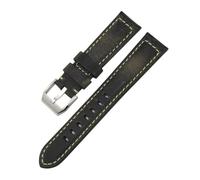 BGFFDSZ 19mm 20mm 21mm 22mm Handmade Leather Cowhide Watchband Compatible With Omega IWC Seiko Compatible With Breitling Rolex Watch Strap Big(Dark Brown,22MM_BLACK BUCKLE)