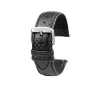 BGFFDSZ 20mm 21mm 22mm 23mm Carbon Fiber Leather Mens Black Orange White Red Line Stitching Watchband Compatible With Universal Watch Strap(Coal Black,20mm)