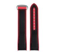 BGFFDSZ 20mm 21mm 22mm Nylon Rubber Watchband Compatible With Omega SEAMASTER PLANET OCEAN Men Deployant Clasp Strap Watch Accessorie Silicone(Black red silver,20mm)