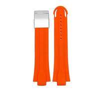 BGFFDSZ 24 * 12 Mm Lug End Rubber Waterproof Clock Tape Compatible With Oris Diving 7730man Pulse Tape Silicone Tape Stainless Steel Fold(Orange SK)