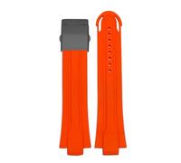BGFFDSZ 24 * 12 Mm Lug End Rubber Waterproof Clock Tape Compatible With Oris Diving 7730man Pulse Tape Silicone Tape Stainless Steel Fold(Orange BK)