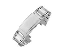 BGFFDSZ Black Silver 316L Stainless Steel Watchband 14mm Convex Mouth Solid Link Metal Bracelet Compatible With CASO Edifice EFB680 ECB10Y Watch(Silver)