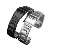 BGFFDSZ Black Silver 316L Stainless Steel Watchband 18mm Convex Mouth Solid Links Bracelet Compatible With G Shock PRW-3500 PRW5100 PRG260 Watch(Silver)