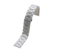 BGFFDSZ Ceramic Steel Watch Strap Men Black White Women's Stainless Steel Watch Chain Compatible With Tissot Armani 12 13 14 15 16 17 18 20 22mm(Pure White,20mm)