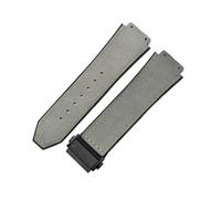 BGFFDSZ Compatible With Hublot Yuki Leather Big Bang Waterproof Sweatproof Durable Frosting Suede Watch Band Special Convex Interface Accessories(Gray-Black-Z2)