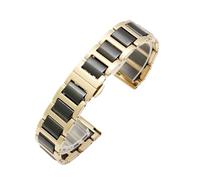 BGFFDSZ Compatible With Rossini DW Armani Huawei B5 B6 Fine Steel Ceramic Women's Watch Strap 14mm 16mm 17mm 18mm 19mm 20mm 21mm 22m Watchband(Gold-black,15mm)