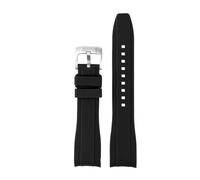 BGFFDSZ Compatible With Rubber Silicone Strap Citizen Tissot Seiko Rolex Curved End Arc Mouth 19mm 20mm 21mm 22mm Waterproof Outdoor Sports Watchband(Black,20mm)
