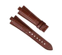 BGFFDSZ Compatible With Watch Strap Men's Crocodile Pattern DIAGONO Series Raised Mouth Steel Grain Leather(Brown no buckle)