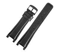 BGFFDSZ Concave Cowhide Watch Band Compatible With Guc YA1332 YA1333 1335 Series Gucci Men And Women Wristband Strap(Black black,22mm-14mm)