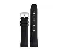 BGFFDSZ Curved End Rubber Watchband Compatible With Tissot 1853 Starfish Diving T120 Silicone Strap T120417A Wrist Bracelet 22mm Male Black Blue(Black-silver)