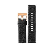 BGFFDSZ Leather Watchband Compatible With Diesel DZ7256 DZ4344 DZ1657 DZ12 Watch Band Litchi Grain 22 24 26 27 28 30 32 34mm Strap Bracelet(Black rose gold,32mm)