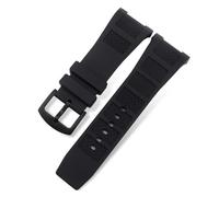 BGFFDSZ Notch End Silicone Watch Band Compatible With IWC Ingenieur Strap For Men 30 * 16mm Waterproof Rubber Watch Strap Bracelets Pin Buckle Belt(Black black)