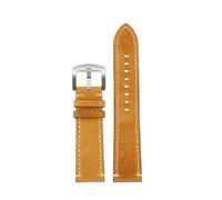 BGFFDSZ Quick Release Retro Leather Watch Strap Compatible With Casio Seiko Tissot Speedy Universal Men 20 22 24mm(Brown white S buckle,24mm)