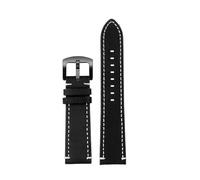 BGFFDSZ Quick Release Retro Leather Watch Strap Compatible With Casio Seiko Tissot Speedy Universal Men 20 22 24mm(Black white B buckle,22mm)