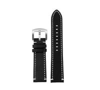 BGFFDSZ Quick Release Retro Leather Watch Strap Compatible With Casio Seiko Tissot Speedy Universal Men 20 22 24mm(Black white S buckle,20mm)