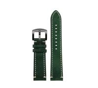 BGFFDSZ Quick Release Retro Leather Watch Strap Compatible With Casio Seiko Tissot Speedy Universal Men 20 22 24mm(Green white B buckle,24mm)