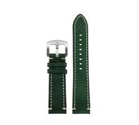BGFFDSZ Quick Release Retro Leather Watch Strap Compatible With Casio Seiko Tissot Speedy Universal Men 20 22 24mm(Green white S buckle,22mm)