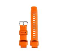 BGFFDSZ Rubber Wrist Strap Compatible With Casio PROTREK PRG-260/270/550/250 PRW-3500/2500/5100 Replacement Black Bracelet 18mm Silicone WatchBands(Orange-silver)