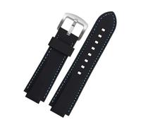 BGFFDSZ Silicon Watchband Compatible With Casio EDIFICE Series 5634 EFS-S570YD/YDC/YDB Modified Convex Watch Strap Black Rubber Bands(Black blue silver)