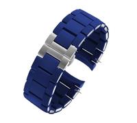 BGFFDSZ Silicone +Stainless Steel Strap Compatible With Armani AR5906 AR5905 AR5890 AR5889 5858 5920 Man 23mm Woman 20mm Rubber Watchband Bracelet(Blue Silver,23mm)