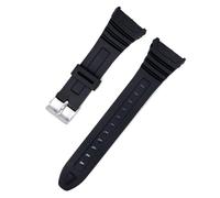 BGFFDSZ Silicone Watch Band Compatible With Casio 3239 W-96H-1A 2A 9A Electronic Dedicated Strap Black Men Waterproof Rubber Sports Bracelet(Black-steel clasp)