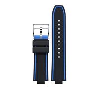 BGFFDSZ Silicone Watch Strap Convex Wristband Compatible With ORIS Diving AQUIS 7730 7740 Water Ghost Men 24x11mm 24x12mm Rubber Sport Bracelet(Blue line-silver,24mm-11mm)
