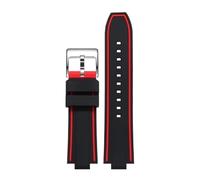BGFFDSZ Silicone Watch Strap Convex Wristband Compatible With ORIS Diving AQUIS 7730 7740 Water Ghost Men 24x11mm 24x12mm Rubber Sport Bracelet(Red line-silver,24mm-11mm)