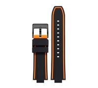 BGFFDSZ Silicone Watch Strap Convex Wristband Compatible With ORIS Diving AQUIS 7730 7740 Water Ghost Men 24x11mm 24x12mm Rubber Sport Bracelet(Orange line-black,24mm-12mm)