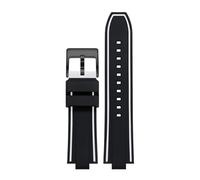 BGFFDSZ Silicone Watch Strap Convex Wristband Compatible With ORIS Diving AQUIS 7730 7740 Water Ghost Men 24x11mm 24x12mm Rubber Sport Bracelet(White line-black,24mm-12mm)