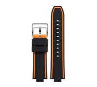 BGFFDSZ Silicone Watch Strap Convex Wristband Compatible With ORIS Diving AQUIS 7730 7740 Water Ghost Men 24x11mm 24x12mm Rubber Sport Bracelet(Orange line-silver,24mm-11mm)