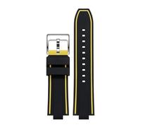 BGFFDSZ Silicone Watch Strap Convex Wristband Compatible With ORIS Diving AQUIS 7730 7740 Water Ghost Men 24x11mm 24x12mm Rubber Sport Bracelet(Yellow line-silver,24mm-11mm)
