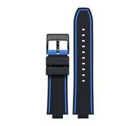 BGFFDSZ Silicone Watch Strap Convex Wristband Compatible With ORIS Diving AQUIS 7730 7740 Water Ghost Men 24x11mm 24x12mm Rubber Sport Bracelet(Blue line-black,24mm-11mm)