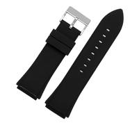 BGFFDSZ Silicone Watchband Compatible With Guess W0247G3/W0248G5/W0040G6 /W0040G7 /W0040G9/ W0407G2 Black Blue Soft Rubber Sport Strap 22mm Bracelet(Black-silver buckle)