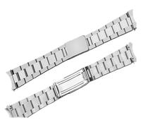 BGFFDSZ Silver Gold Stainless Steel Watchband 13 17 19 20mm Hollow Curved End Metal Link Bracelet Compatible With Rlx Date-just Air-king Watch(Mid-polished silver,17mm)