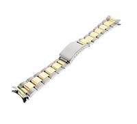 BGFFDSZ Silver Gold Stainless Steel Watchband 13 17 19 20mm Hollow Curved End Metal Link Bracelet Compatible With Rlx Date-just Air-king Watch(Silver and gold,17mm)