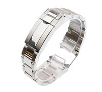 BGFFDSZ Solid Stainless Teel Watchband Compatible With Rolex Daytona Oyster 21mm 20mm Perpetual Submariner Watch Strap NH35 Bracelet(Bright silver,21mm)