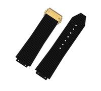 BGFFDSZ Watch Band Compatible With Hublot Yubo Classic Fusion Big Bang Silicone 26X19mm Waterproof Men Watch Strap Chain Watch Rubber Watch Bracelet(Black gold)