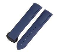 BGFFDSZ Waterproof Rubber Strap Suitable Compatible With Hamilton Khaki Navy Frogman H77605135 Curved Silicone Folding Buckle(Blue A,22mm)