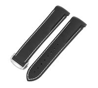 BGFFDSZ Waterproof Rubber Strap Suitable Compatible With Hamilton Khaki Navy Frogman H77605135 Curved Silicone Folding Buckle(Black white line B,22mm)