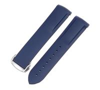 BGFFDSZ Waterproof Rubber Strap Suitable Compatible With Hamilton Khaki Navy Frogman H77605135 Curved Silicone Folding Buckle(Blue B,20mm)