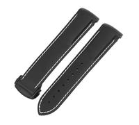 BGFFDSZ Waterproof Rubber Strap Suitable Compatible With Hamilton Khaki Navy Frogman H77605135 Curved Silicone Folding Buckle(Black white line A,20mm)