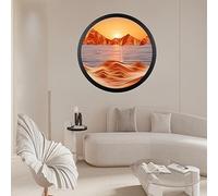 BGFJYUK 11.4" Moving Sand Art Décor, Wall Mounted Sand Art Liquid Motion 3D Dynamic Sculpture,360°Rotate Wall Art Deep Sea Sandscape,Glass Crafts Solid Wood Frame,Relaxing Quicksand Décor (Orange)