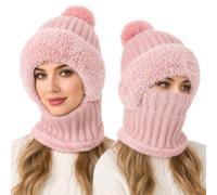 BGFUO 3 in 1 Beanie Hat for Women, Balaclava Caps | Winter Hats with Scarf, Ladies Soft Fleece Lined Hats, Windproof & Warm, Ideal for Hiking, Skiing & Winter Outdoor Activities