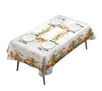 BGFUO Autumn Table Cloth 54x72 Inch (137x183cm), Wipe Clean Fall Blue Pumpkin Rectangular Tablecloth, Table Cover for Harvest Festival Thanksgiving Party Dinner Kitchen Decorations